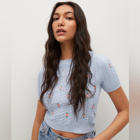 MANGO Flowers knit sweater - Picture 1 of 5